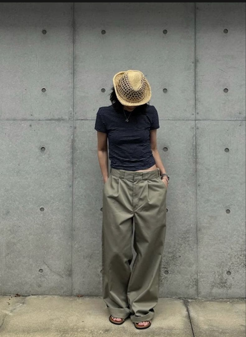 ok.soon×dickies ワイドチノパンツ カーキベージュ　S