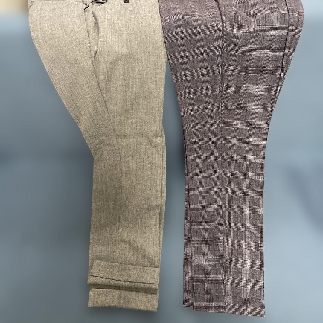 スラックス 5点セット ベージュ チェック柄