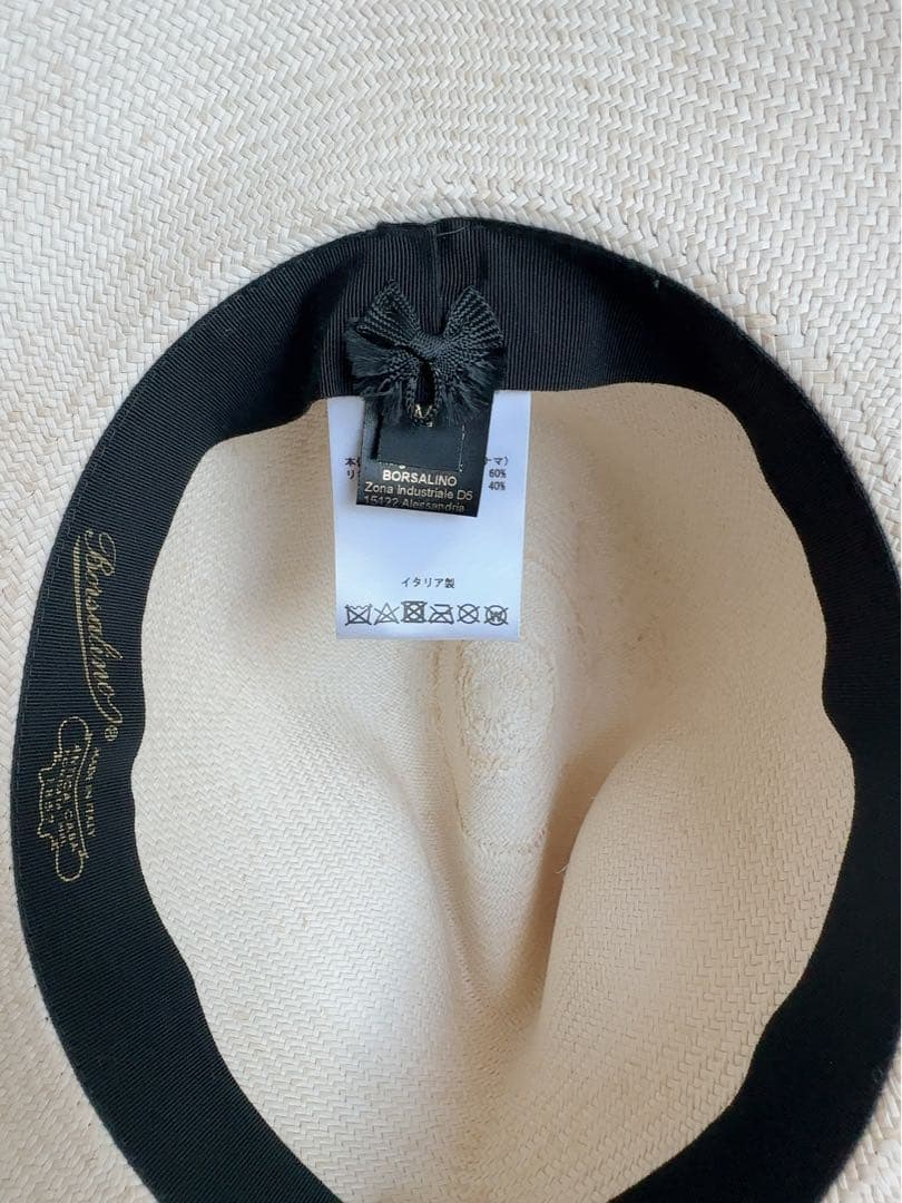 美品Borsalino♡パナマハット　女優帽　ナチュラル　Mサイズ