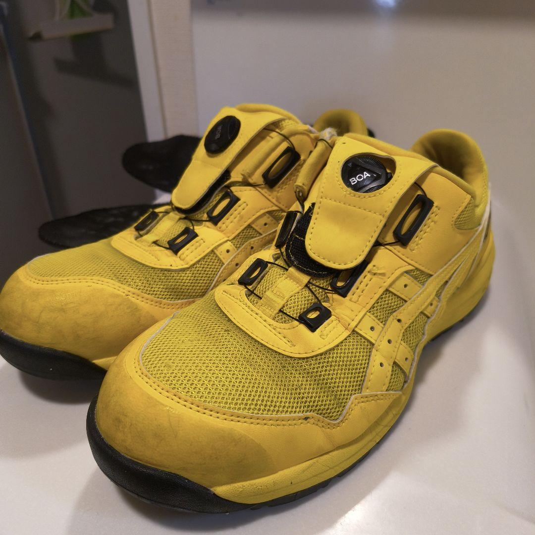 アシックス安全靴CP209 クリーニング済み　27cm限定カラーイエロー BOA