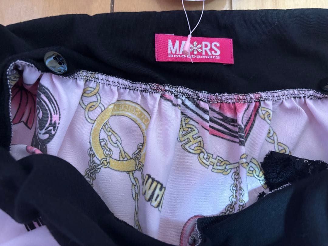 新品未使用 MARS フレアスカート パフューム柄 ピンク/ブラック