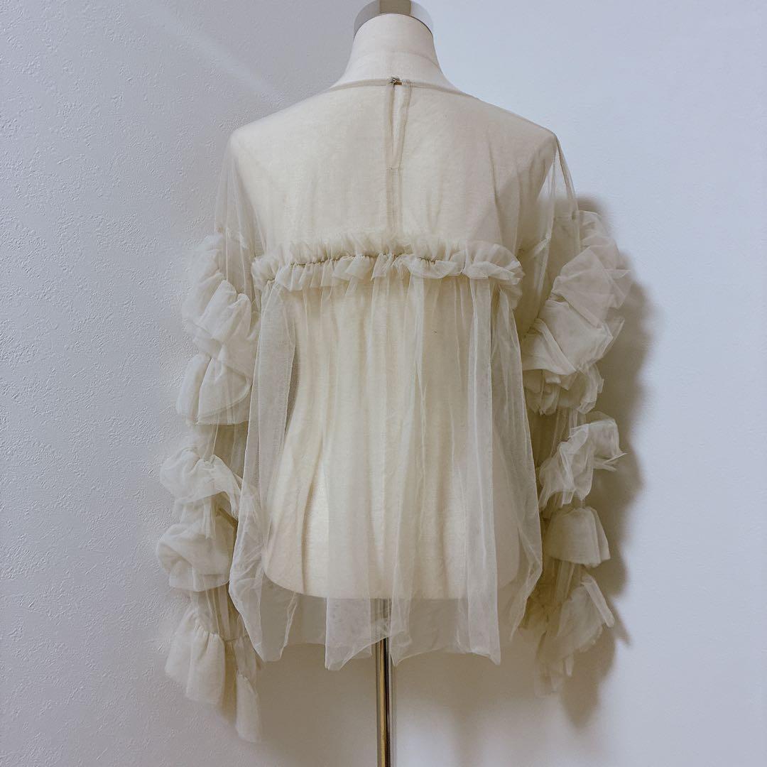 大人気⭐︎ANDRESDアンドレスド　ニアナ　ベージュ　チュールフリルブラウス