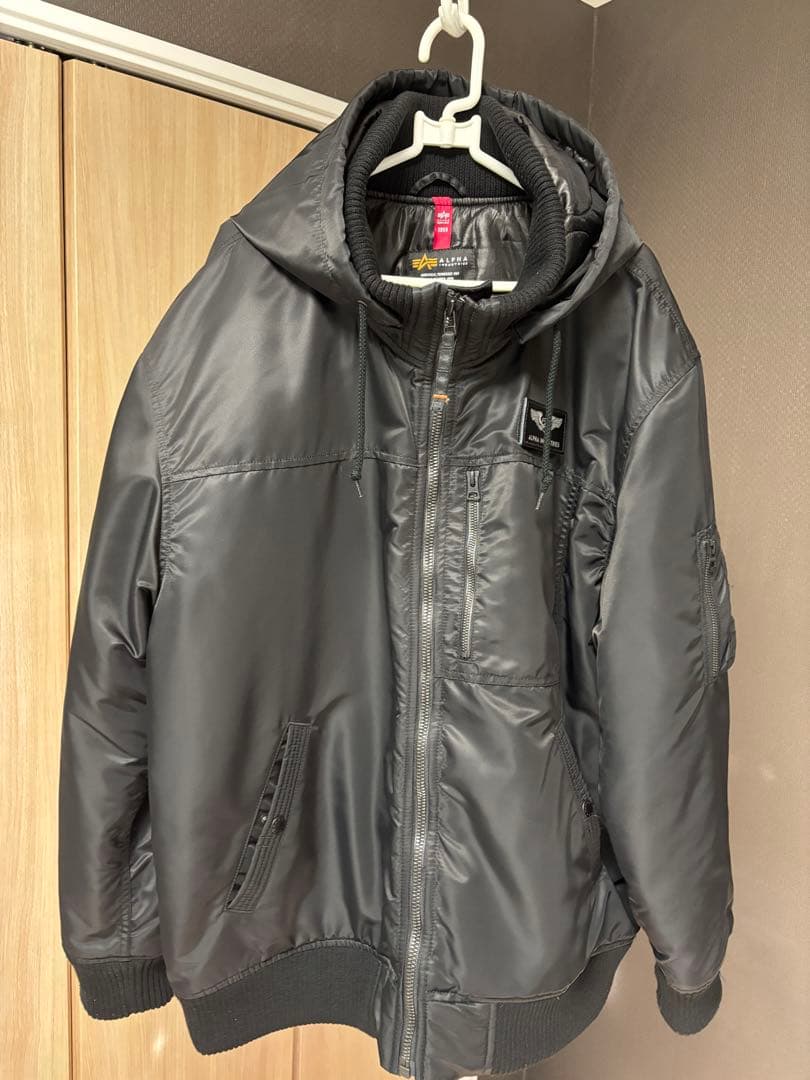 アルファインダストリーズ　フーテットリブジャケット　BLACK SIZE:3L