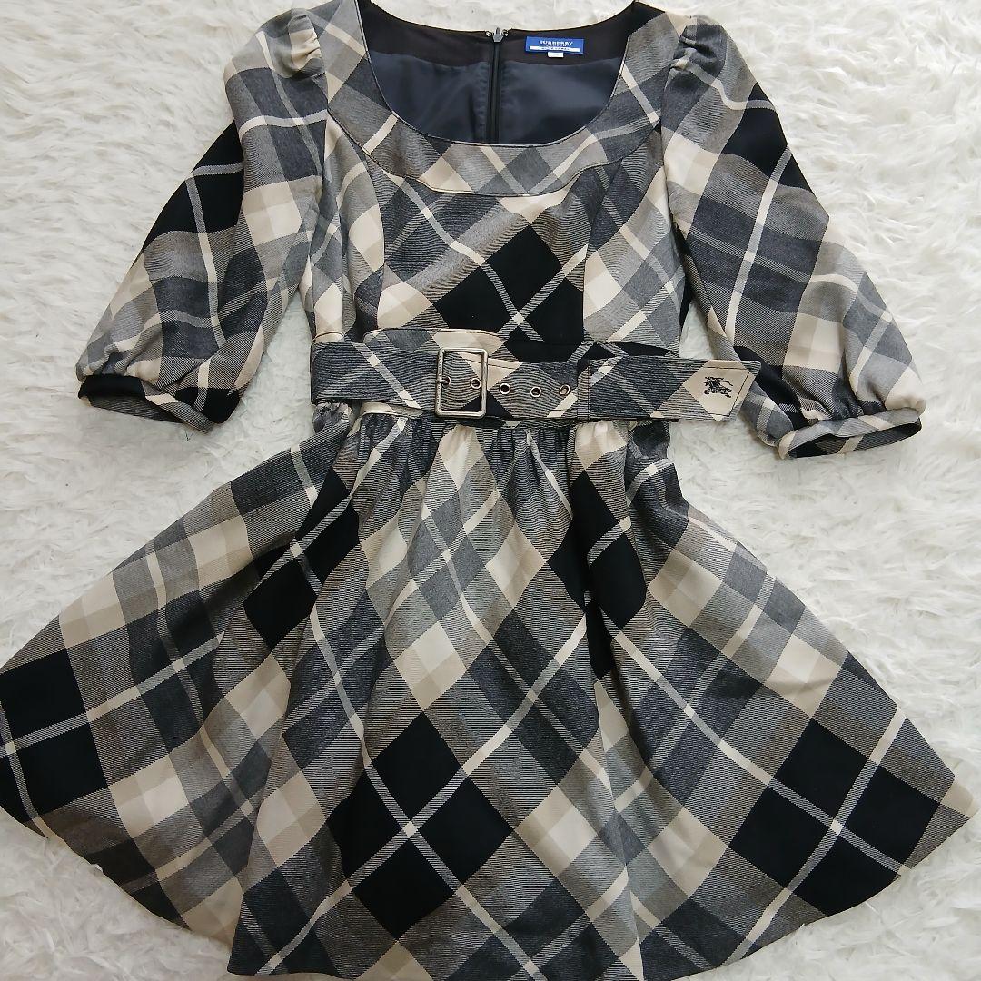 【美品BURBERRY BLUE LABEL】ノバチェックベルト付ワンピース