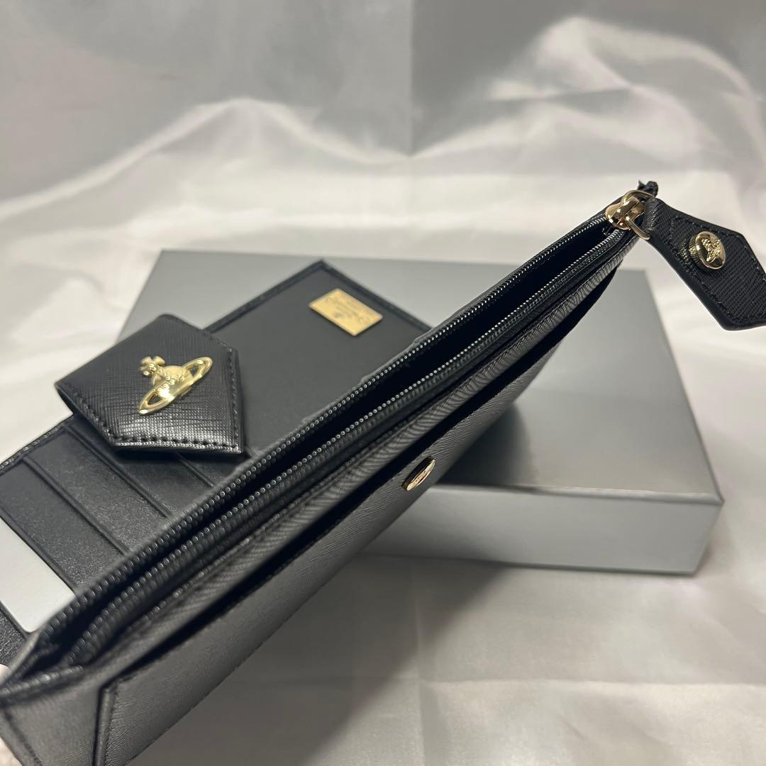 新品 Vivienne Westwood ブラック ゴールドオーブ　長財布