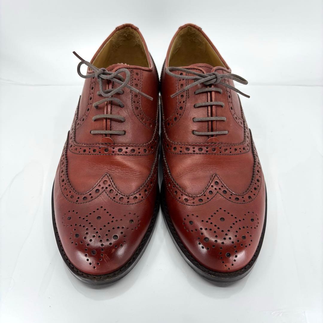 イヴサンローラン ウイングチップ メダリオン 25.5cm 革靴 ブラウン 本革