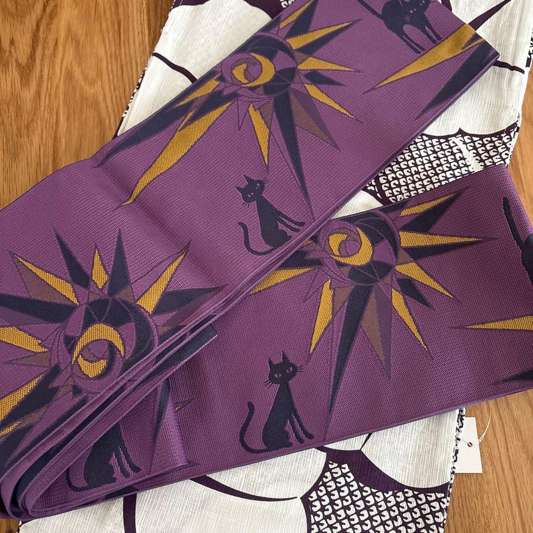 新品未使用☆浴衣☆綿麻☆朝顔☆帯付き☆大人