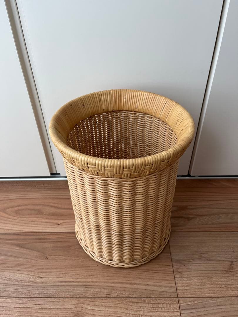 ヤマカワラタン ダストボックス カゴ 籠 山川譲　籐 ゴミ箱 山川ラタン
