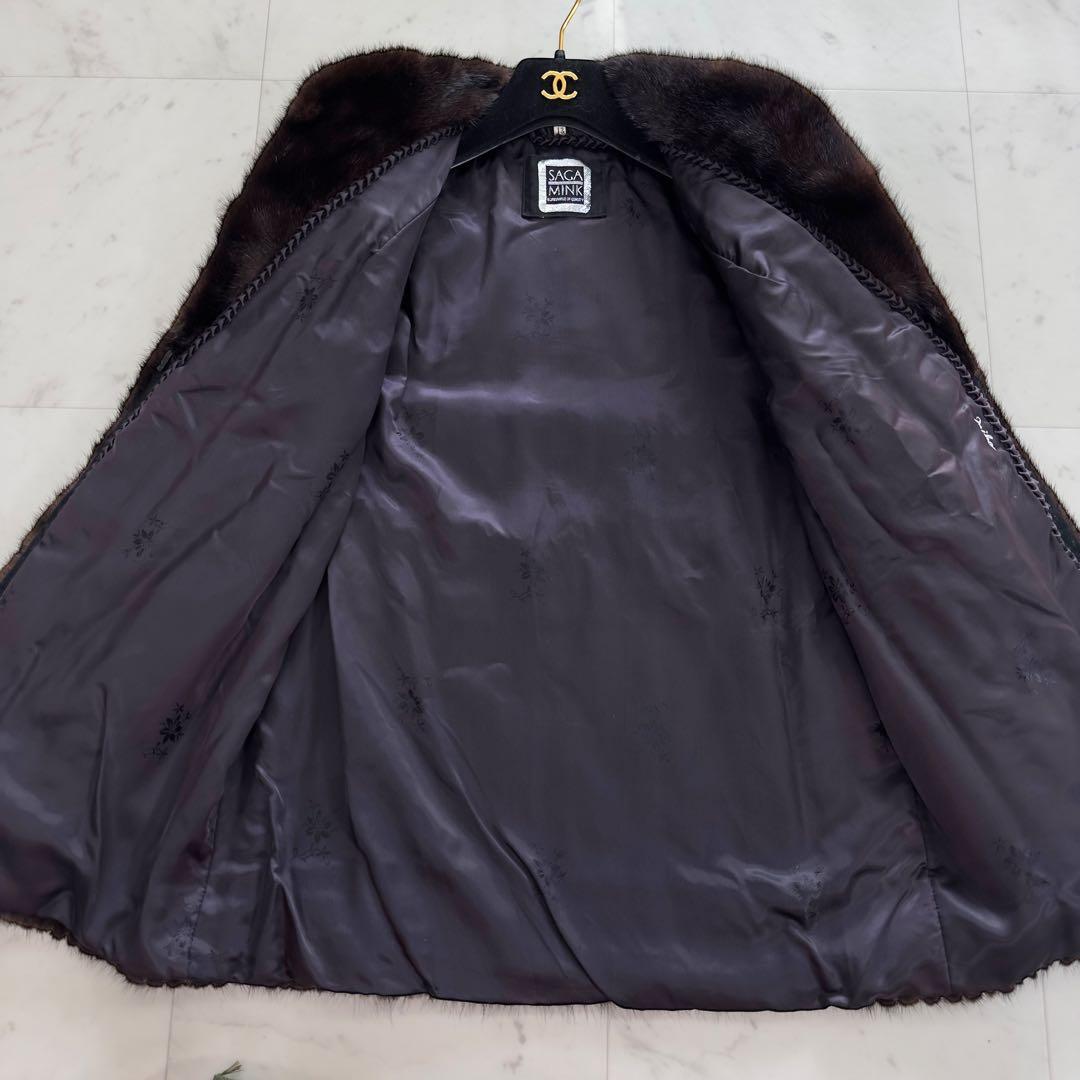 SAGA MINK サガミンク 毛皮コート XLサイズ 銀サガ ショールカラー