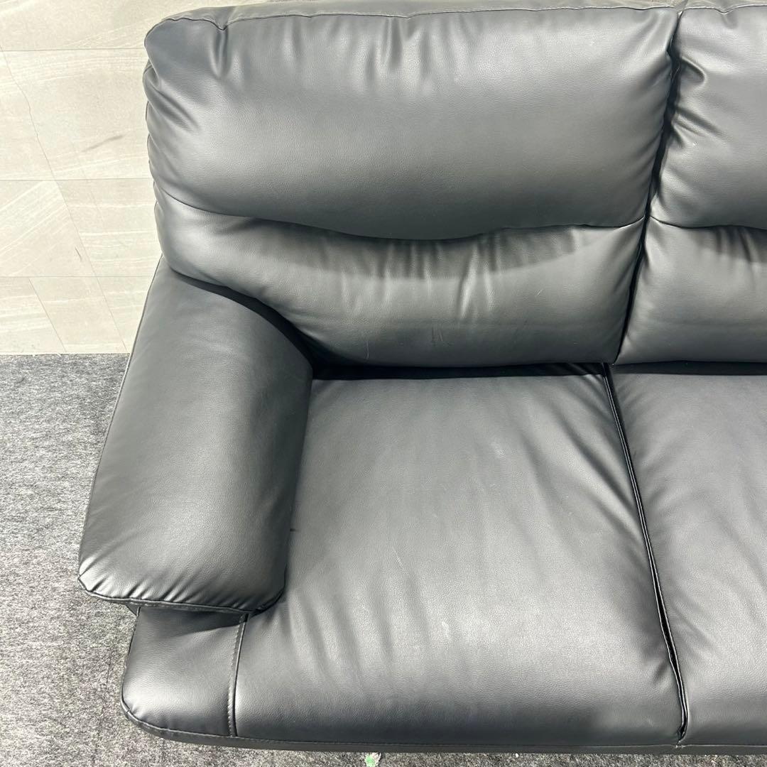 ニトリ 2人掛け ソファ Nシールド キャッツ3 合皮 黒 d5157