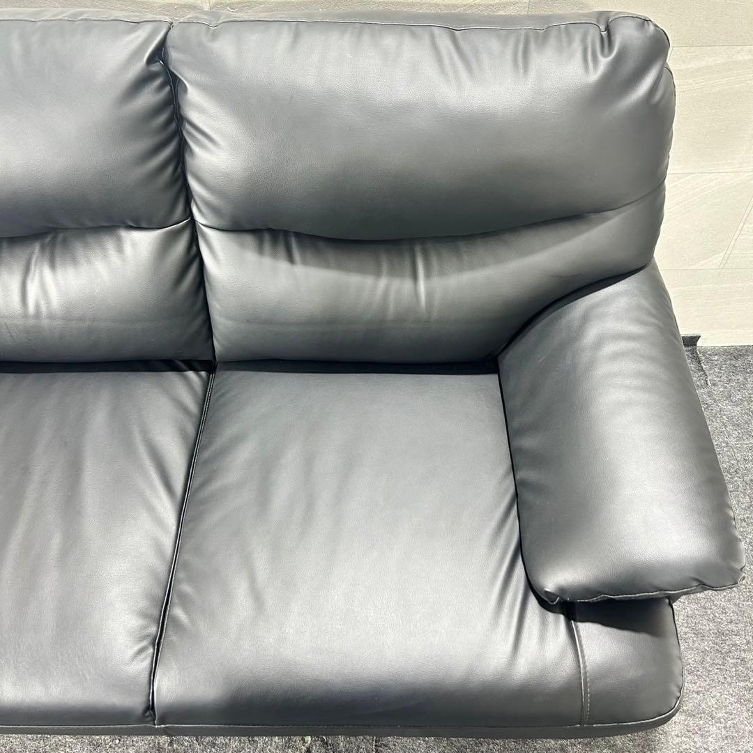 ニトリ 2人掛け ソファ Nシールド キャッツ3 合皮 黒 d5157