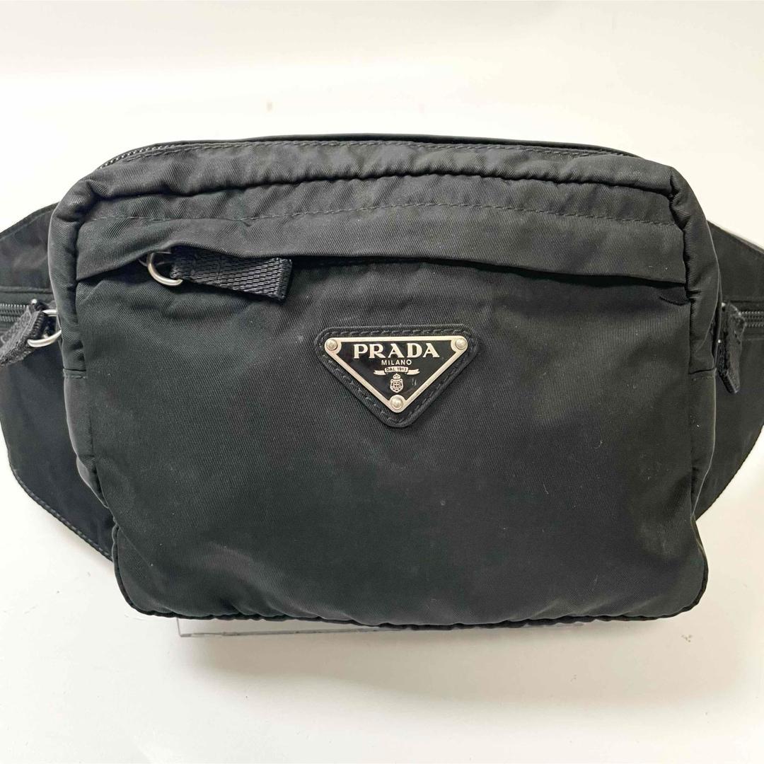 てらプラダ　三角ロゴ　ナイロン　ボディバッグ　ブラック