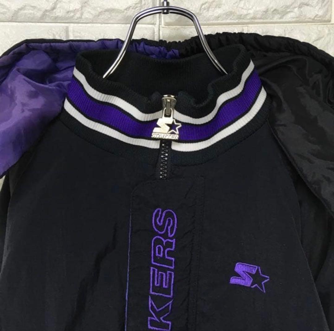 【NBA】90s レイカーズ 中綿 ハーフジップ ナイロンジャケット アノラック