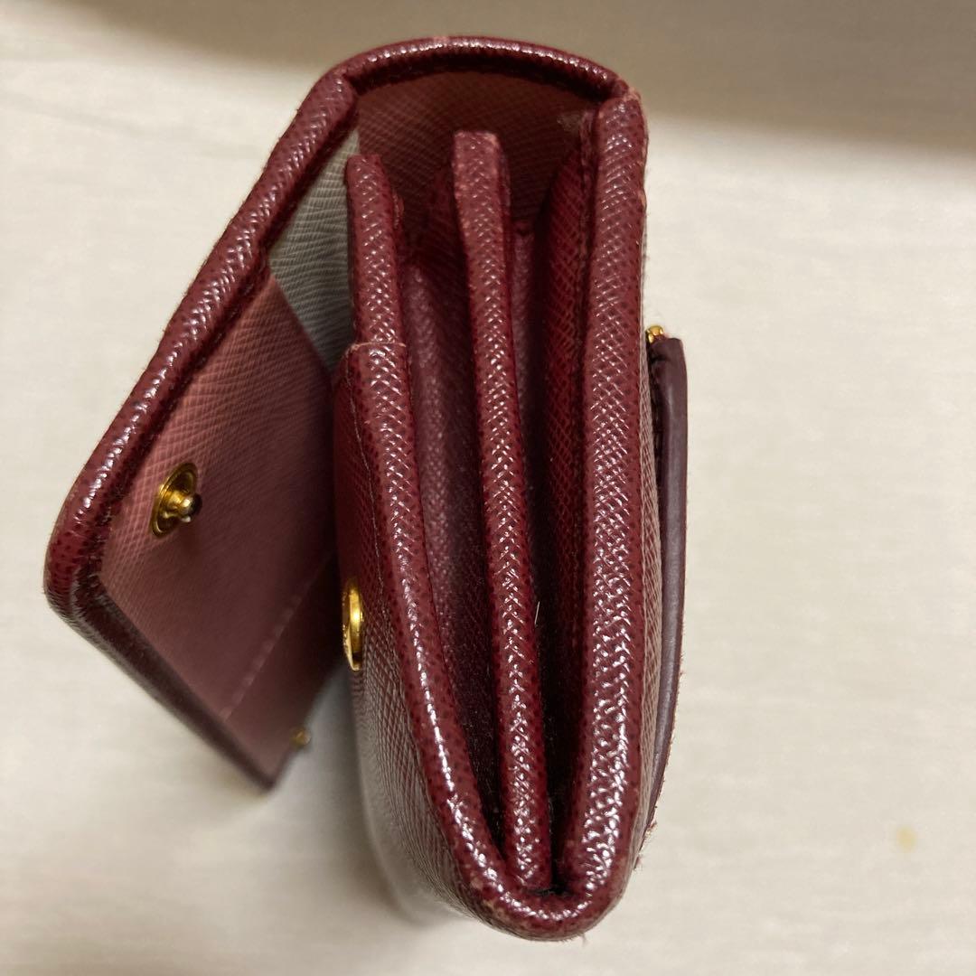 PRADA バーガンディ 長財布　サフィアーノ　レザー