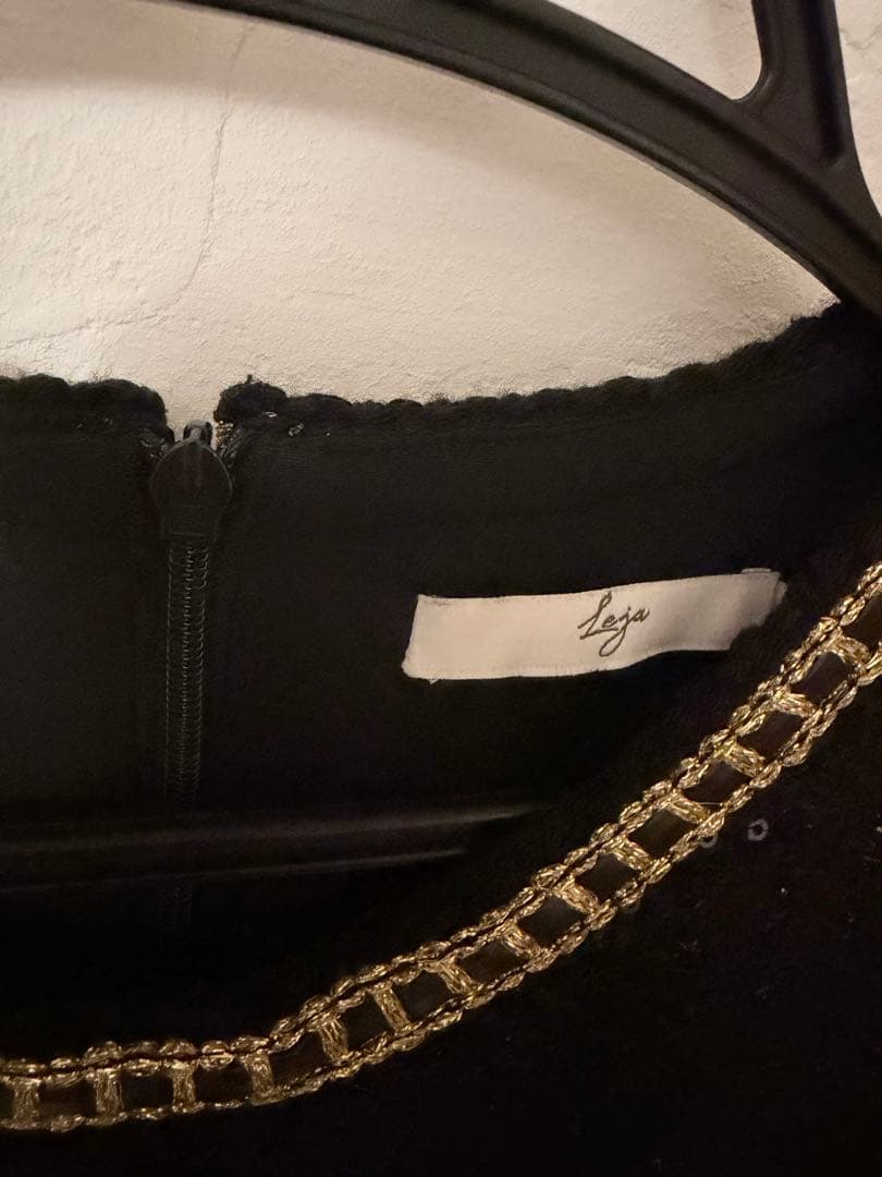 leja ラメツイードレザーパイピングパール マーメイドドレス　Sサイズ