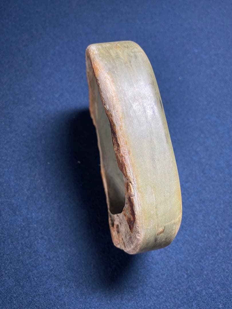 【墨研】緑端渓硯◆「木瓜紋様硯」表皮付 貴重◆書道具 文房四宝 唐硯 松花江緑石