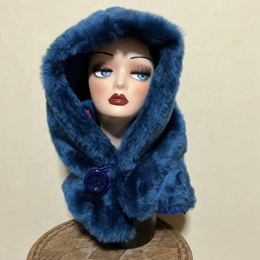 bulaun bulaunページです　ブルー系　ファー　フードスヌード