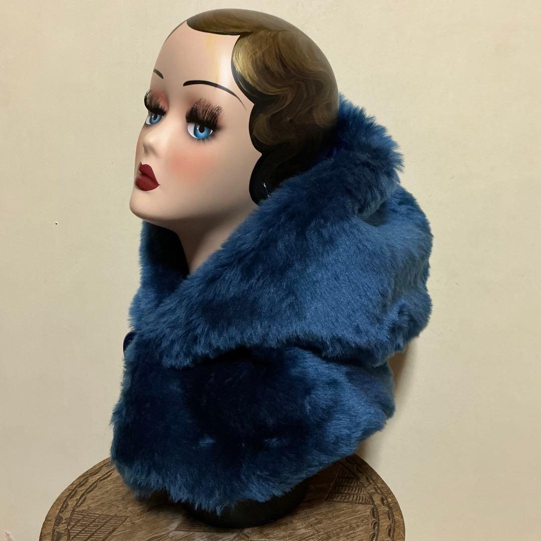 bulaun bulaunページです　ブルー系　ファー　フードスヌード