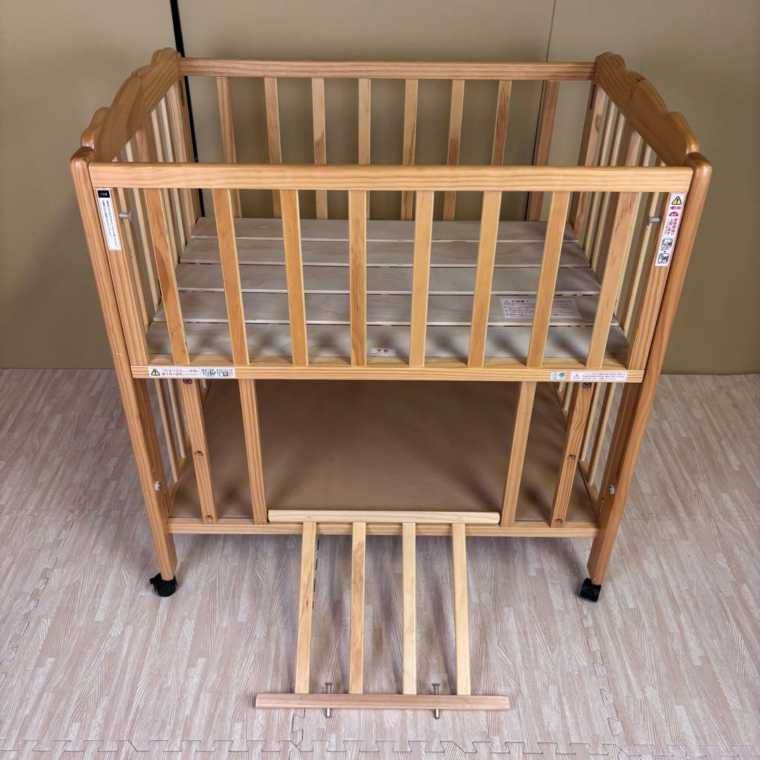 除菌清掃済　☆美品☆　大和屋　パタン　折りたたみミニベビーベッド　すのこ　完品