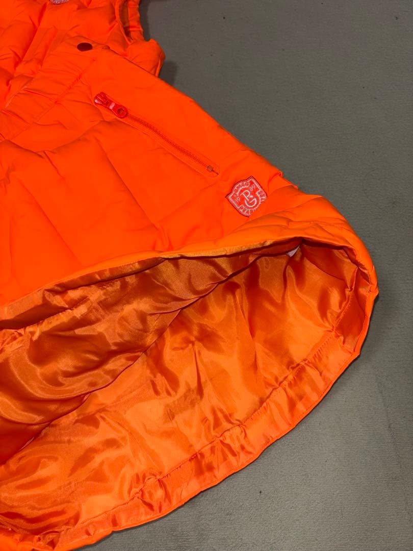 （超美品）パーリーゲイツ、蛍光オレンジシリーズ、ダウン素材、セットアップ