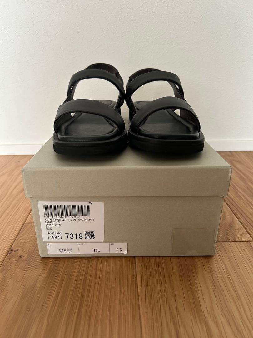 新品　オデットエオディール　インサイドセパレートソフトサンダル　ブラック23.0