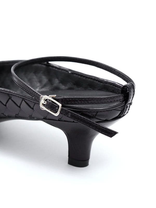 ETRE TOKYO ナローストラップレザーメッシュミュール