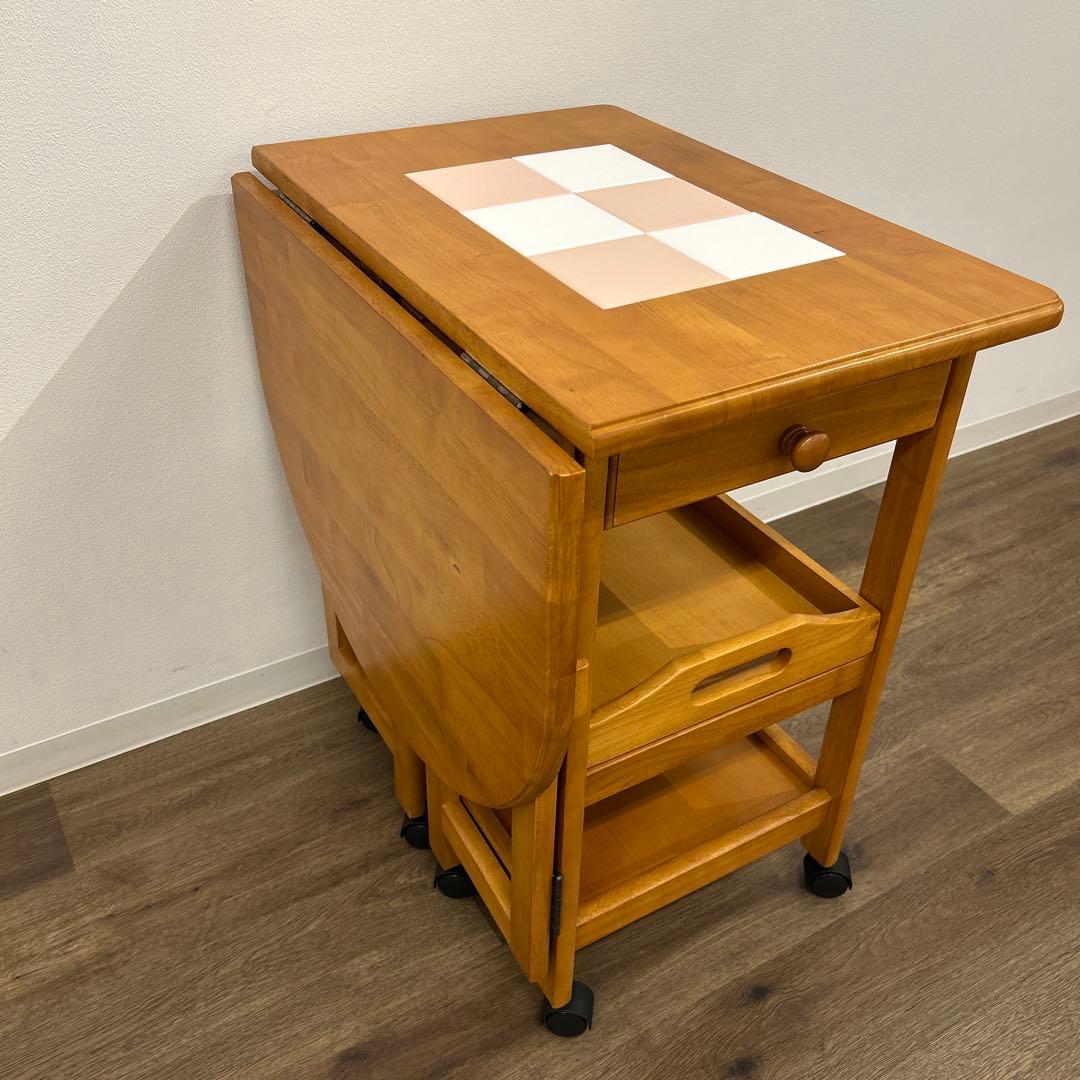 アウトレット★折畳み式キッチンワゴン キャスター付き バタフライワゴン 完成品