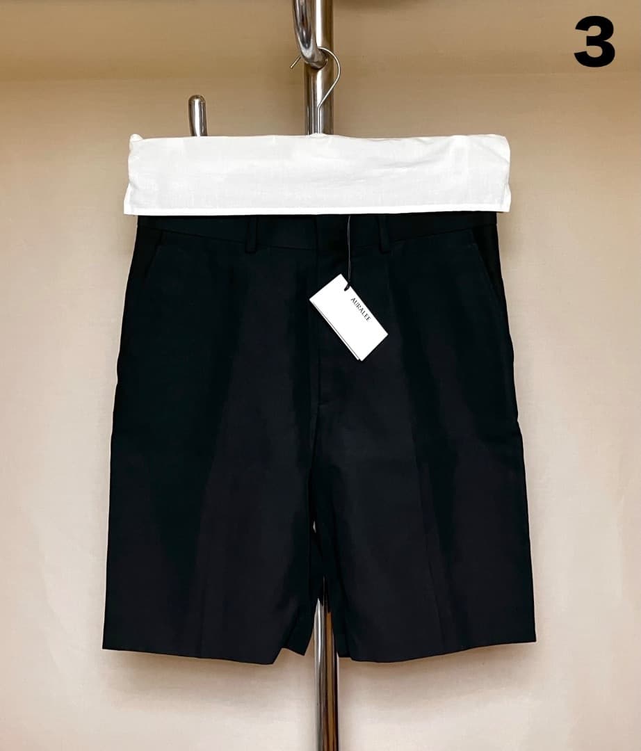 新品 3 auralee 24ss コットンリネンチノショーツ 黒 17937