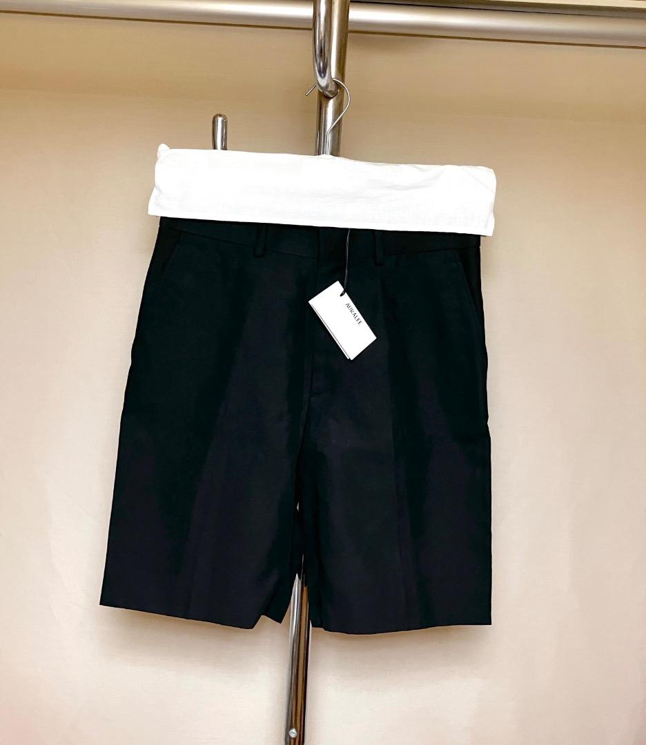 新品 3 auralee 24ss コットンリネンチノショーツ 黒 17937