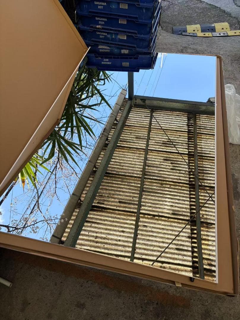 【中古】ダンスミラー 割れない鏡 幅100x160cm 姿見 白色 5番