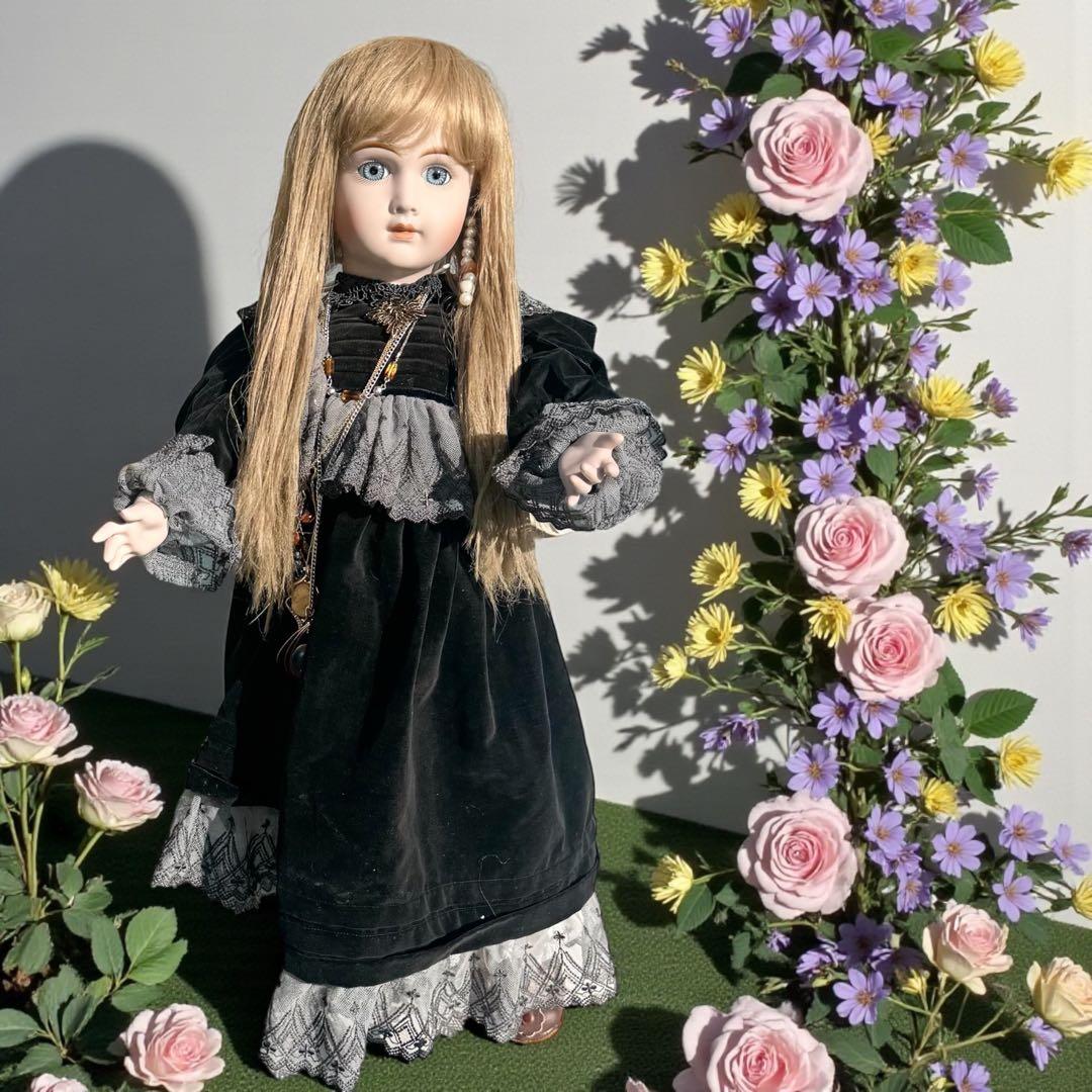 ビスクドール アーテー AT リプロ ブラック ベルベット ロングドレス ボネ