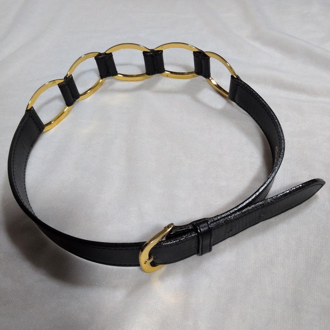 希少デザイン　クリスチャンディオール　ベルト　ゴールドチェーン 革