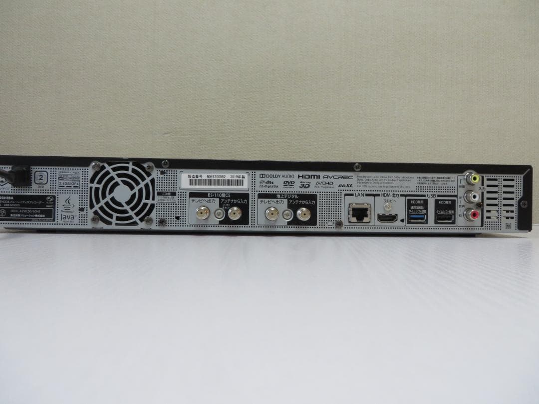 東芝ブルーレイレコーダー DBR-M3009　4K対応品 2019年製 完動美品