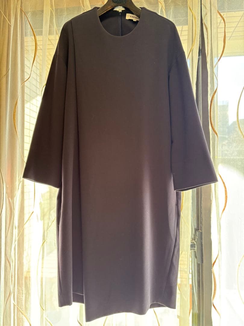 ENFOLD エンフォルド　スポンジダブルクロスコクーンワンピース