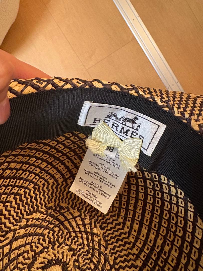 超美品エルメス ハット ストローハット サイズ58 HERMES 麦わら帽子