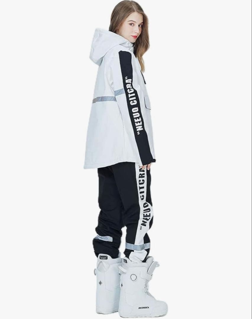 HOTIAN ホワイト/ブラック スノボウェア　スキー 女性用