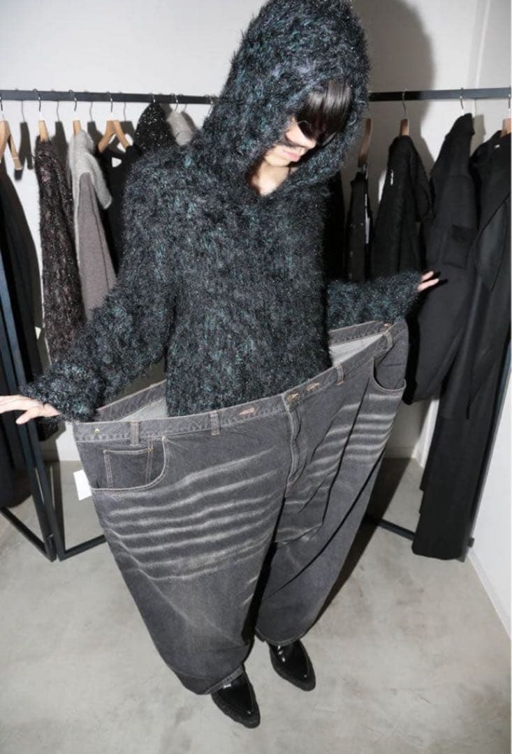 斬*月様 25aw ORIMI OVERLAP BUGGY DENIM PANT