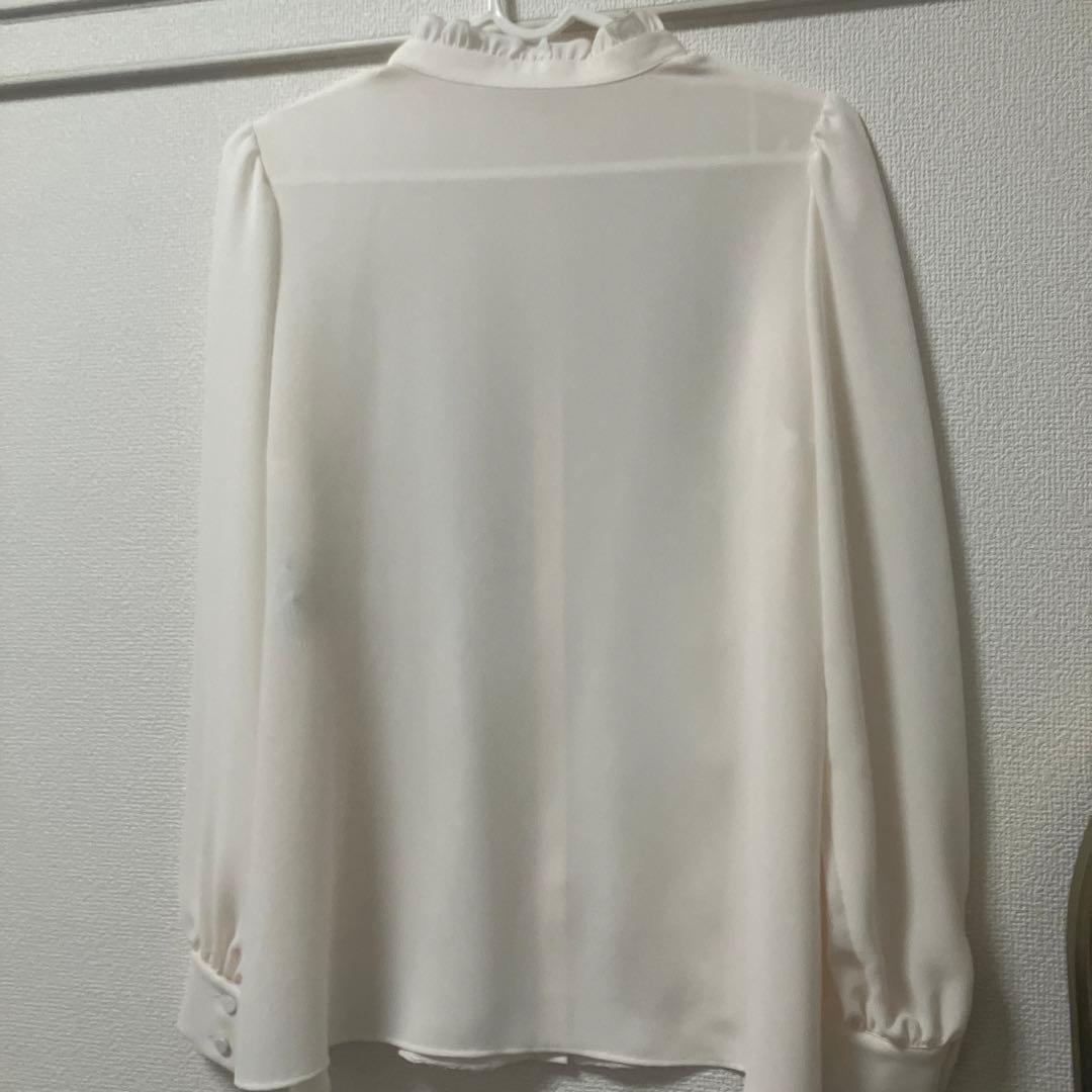 【美品】ANAYI ジョーゼットレースコンビブラウス　アイボリー　白　36