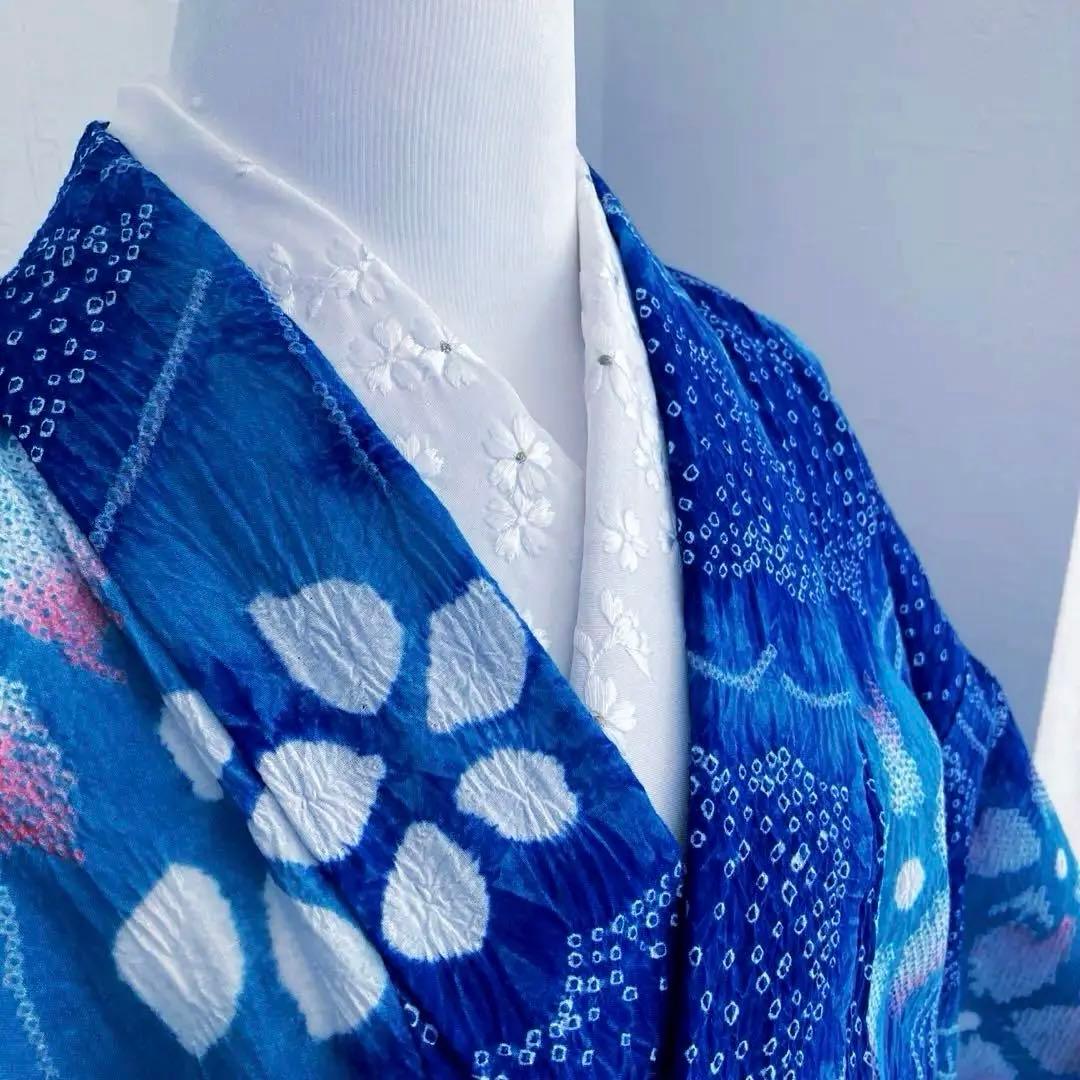 有松絞り・有松鳴海絞り　浴衣　ロイヤルブルー　身丈155cm No.5-190