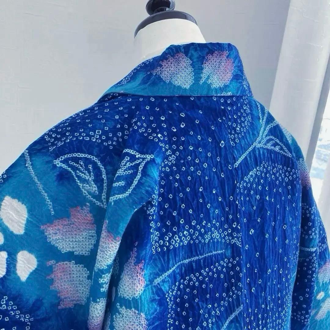 有松絞り・有松鳴海絞り　浴衣　ロイヤルブルー　身丈155cm No.5-190