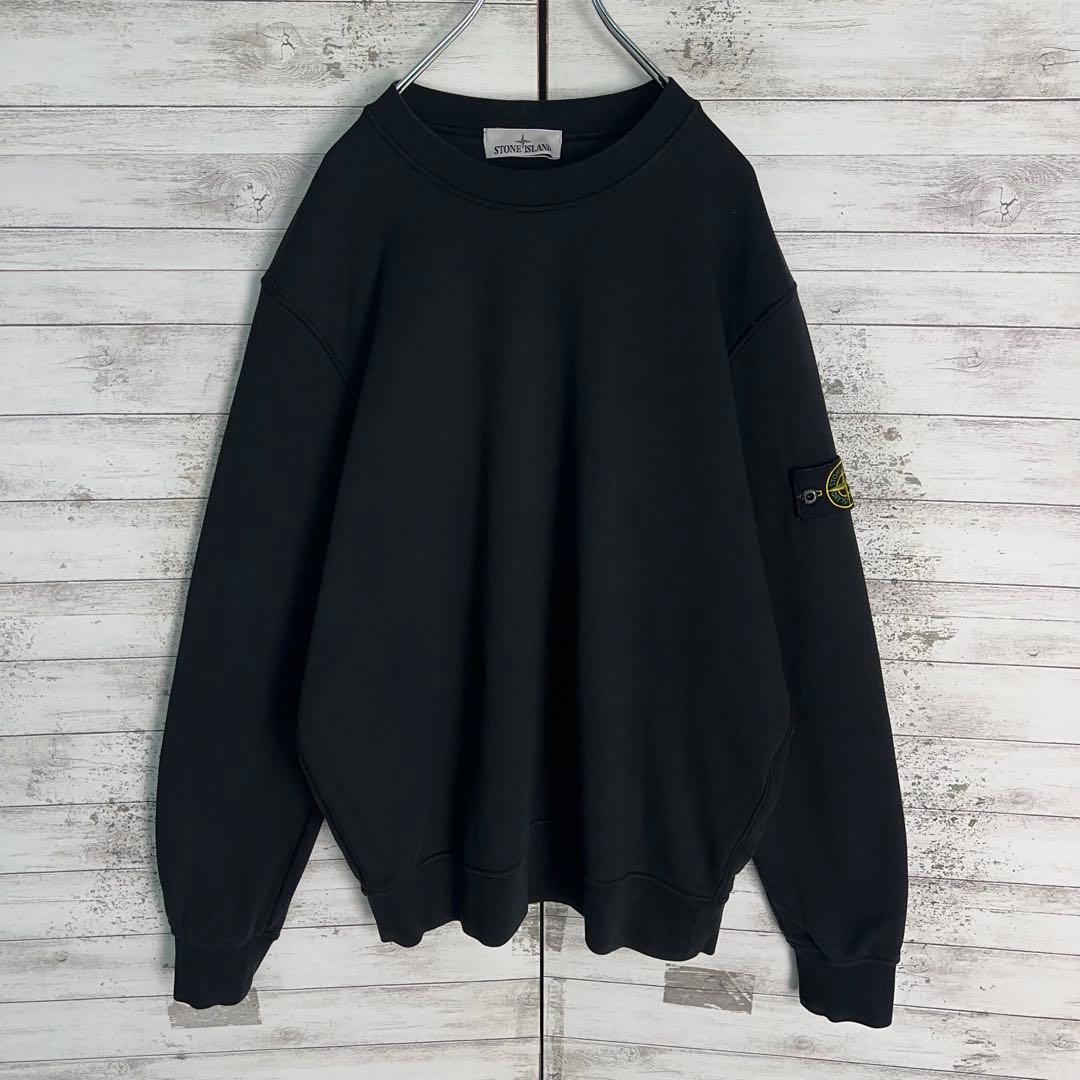 11766【美品・QR鑑定済み】ストーンアイランド　XLサイズスウェット　黒
