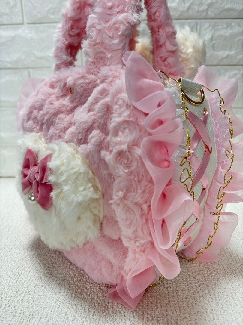 そ*2様 コヤンイサムチョン　ハンドメイド　ファーフリルバッグ　ピンク　ルミちゃ