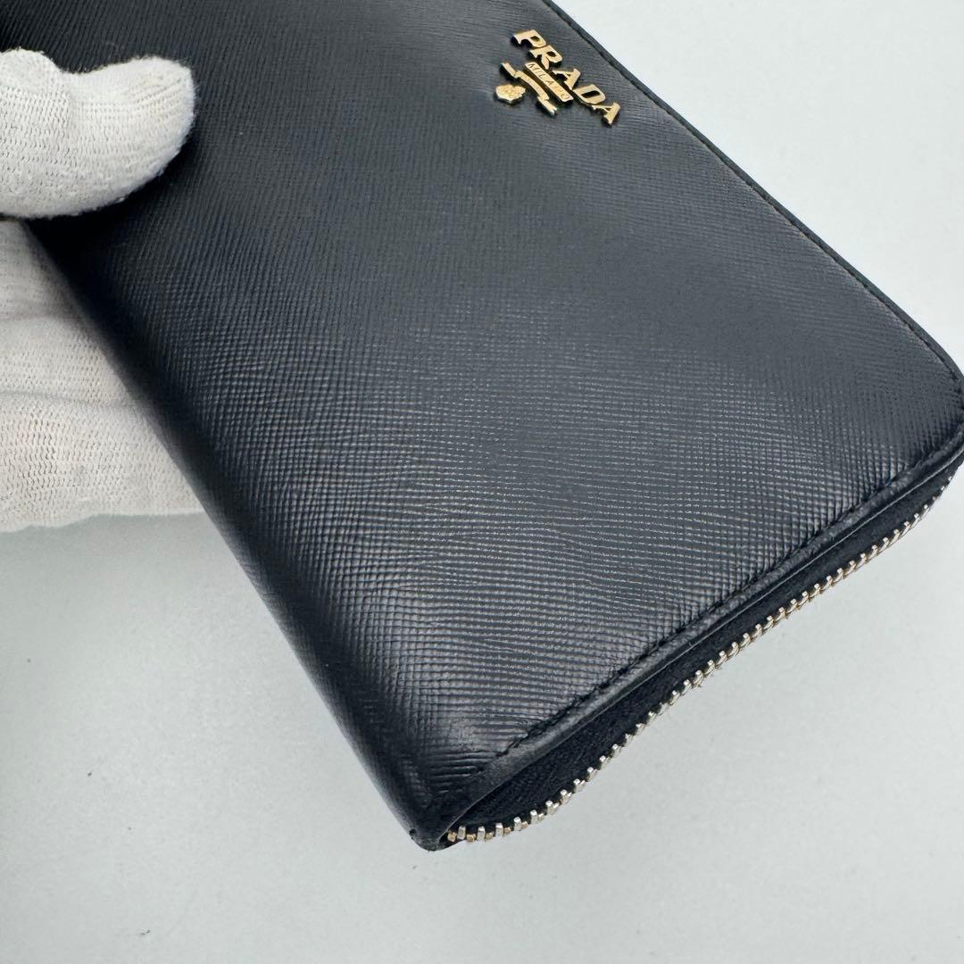 PRADA プラダ サフィアーノレザー ラウンドジップ 長財布 ウォレット 黒