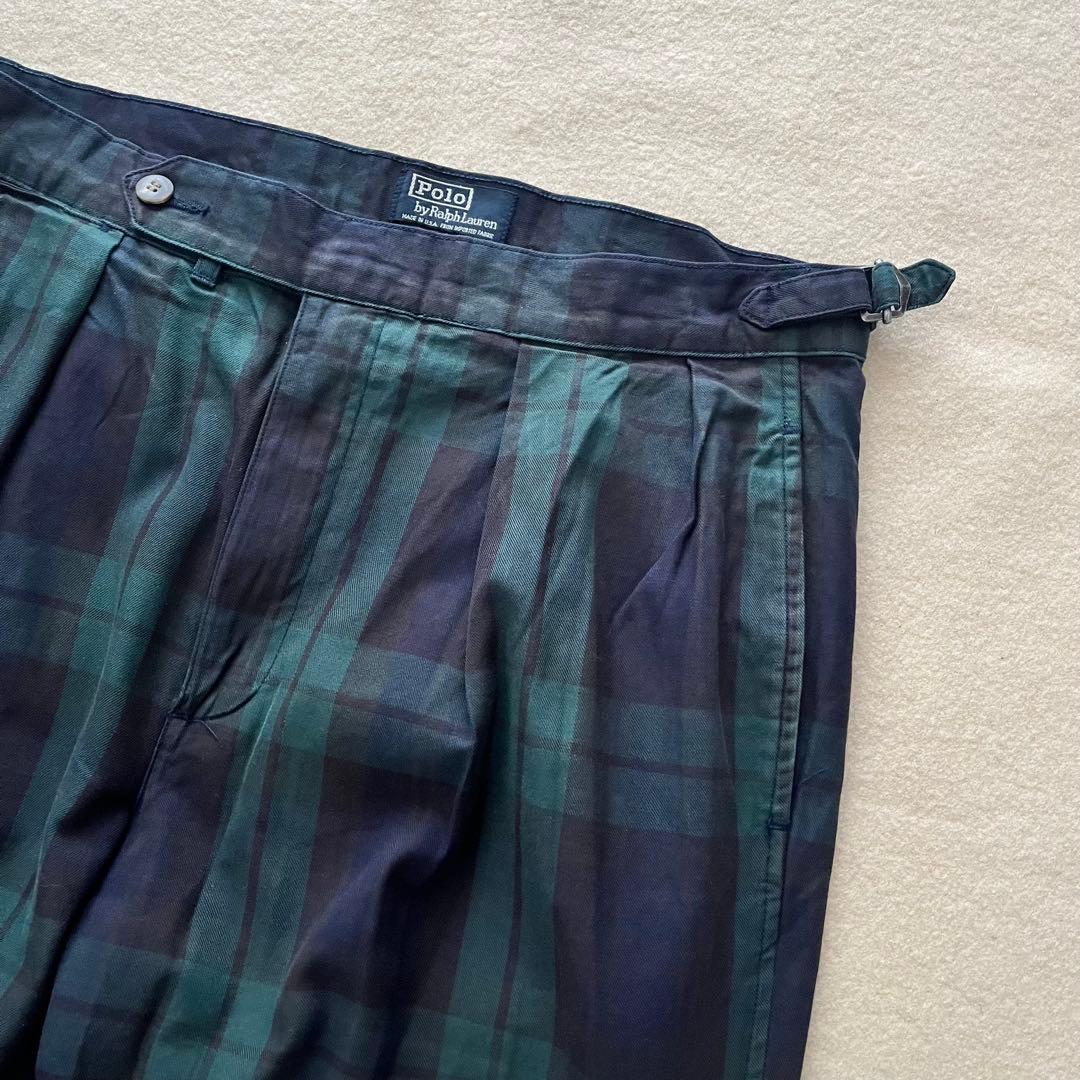 90s USA製 ラルフローレン チェックパンツ ブラックウォッチ 34×30