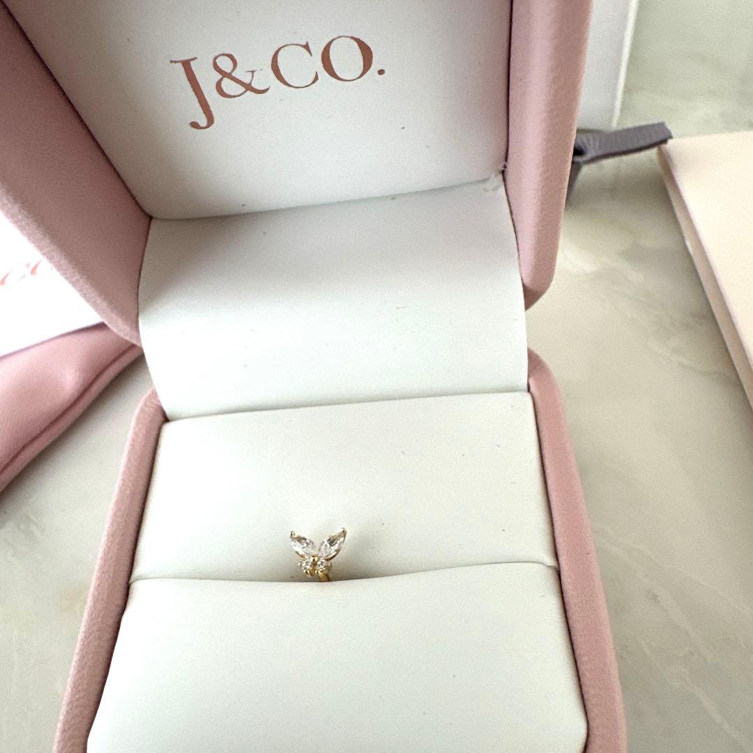 14K ソリッドゴールド シングル ミニ スパークル バタフライ ピアス