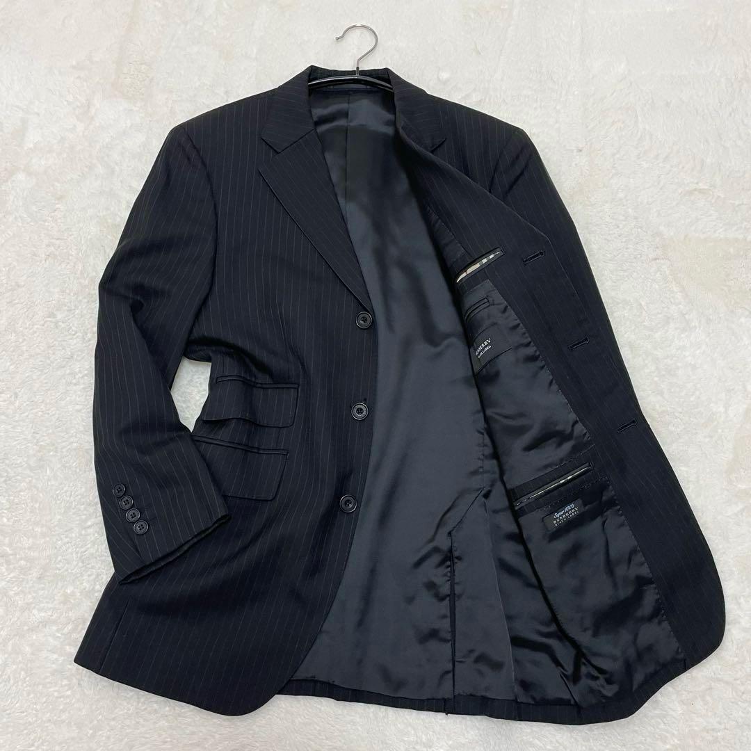 【美品】バーバリーブラックレーベル 3ピース スーツ ブラック ストラップ S
