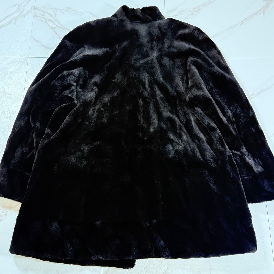 【極美品/FLEE】BALMAIN バルマン シェアードミンク ファーコート 黒