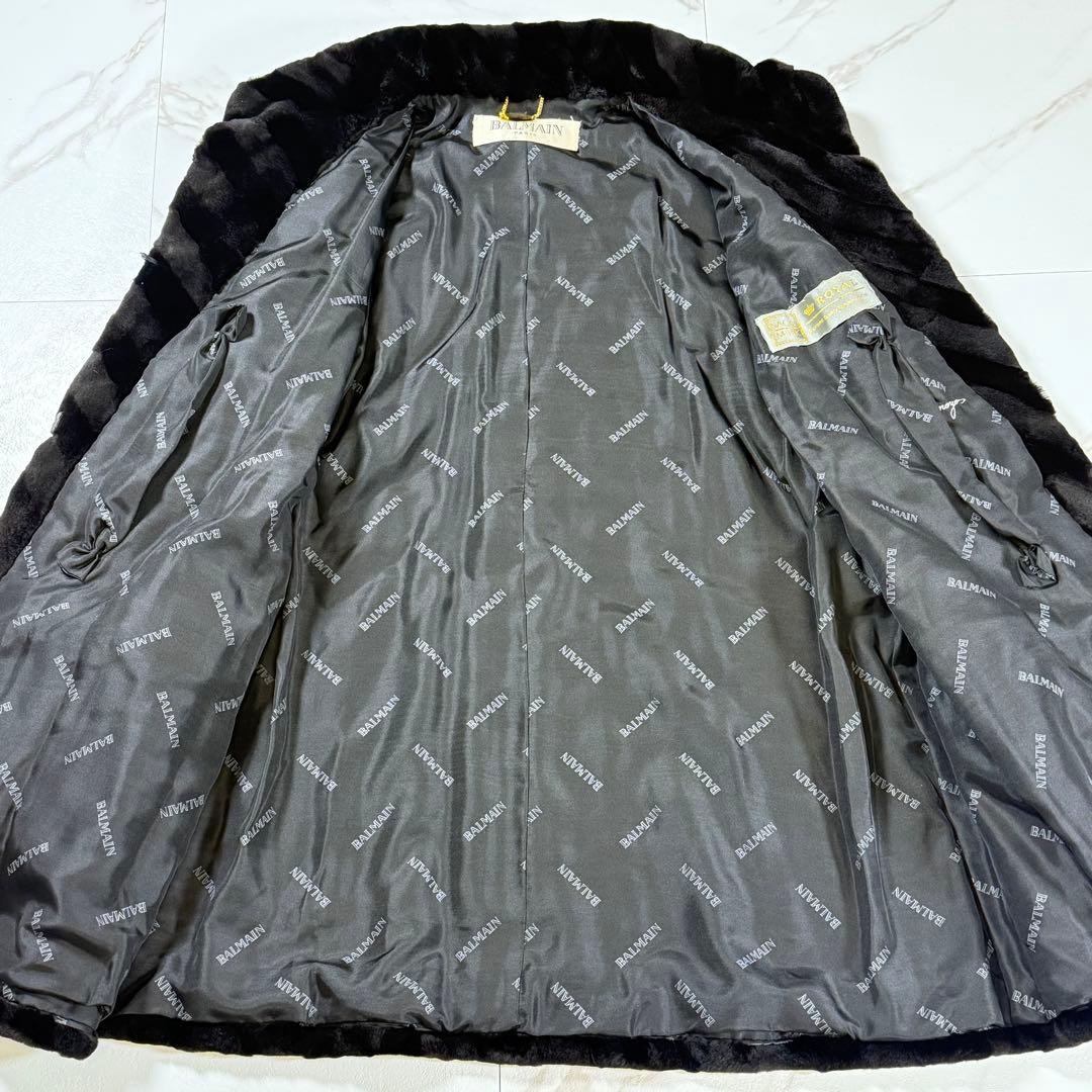 【極美品/FLEE】BALMAIN バルマン シェアードミンク ファーコート 黒