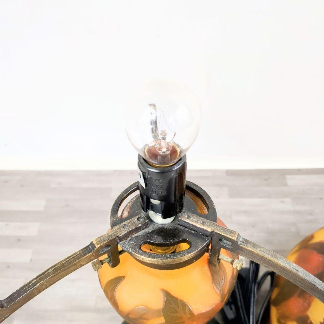 ガレ調　2灯式　アンティーク　テーブルランプ