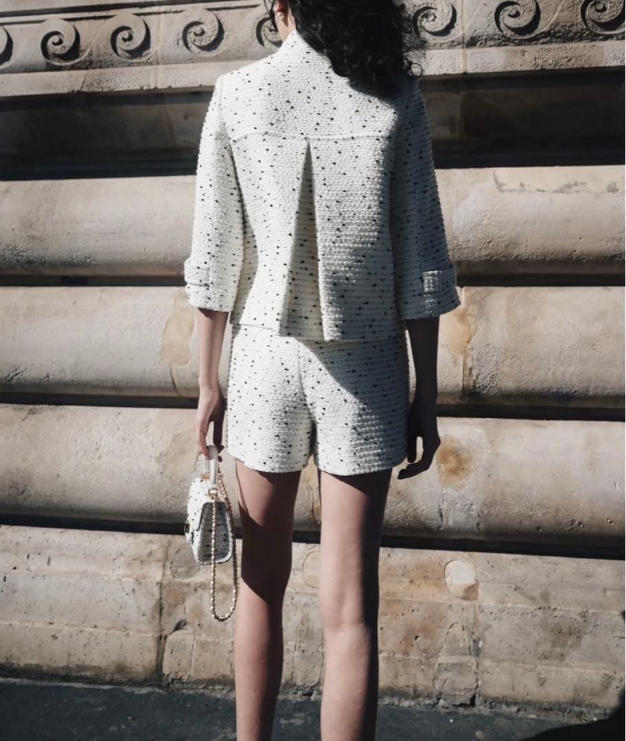 パンツ sheller Dot tweed zip short pants